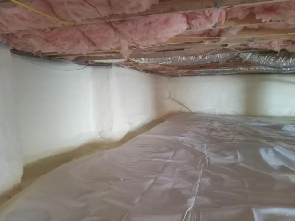 Crawl space encapsulation with closed-cell spray foam for Metal Roof Coating in Huntington